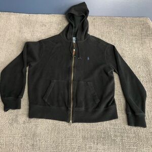 Ralph Lauren Black Hoodie with Gold Zipper